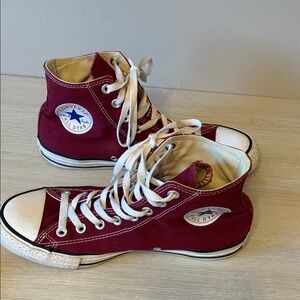 Converse Burgundy High-Top Sneakers size 8 men 10 women